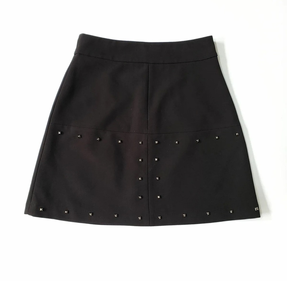 Zara Black Studded Mini Skirt Silver Studs Edgy Punk Going Out